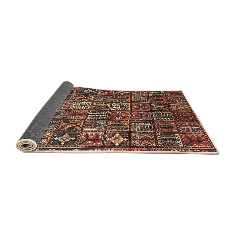 Tapis patchwork rouge / orange / noir, Rond 7 pi