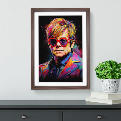 XYZ-FRM-V1223-642 Elton John Abstract - Single Picture Frame Print on Wood