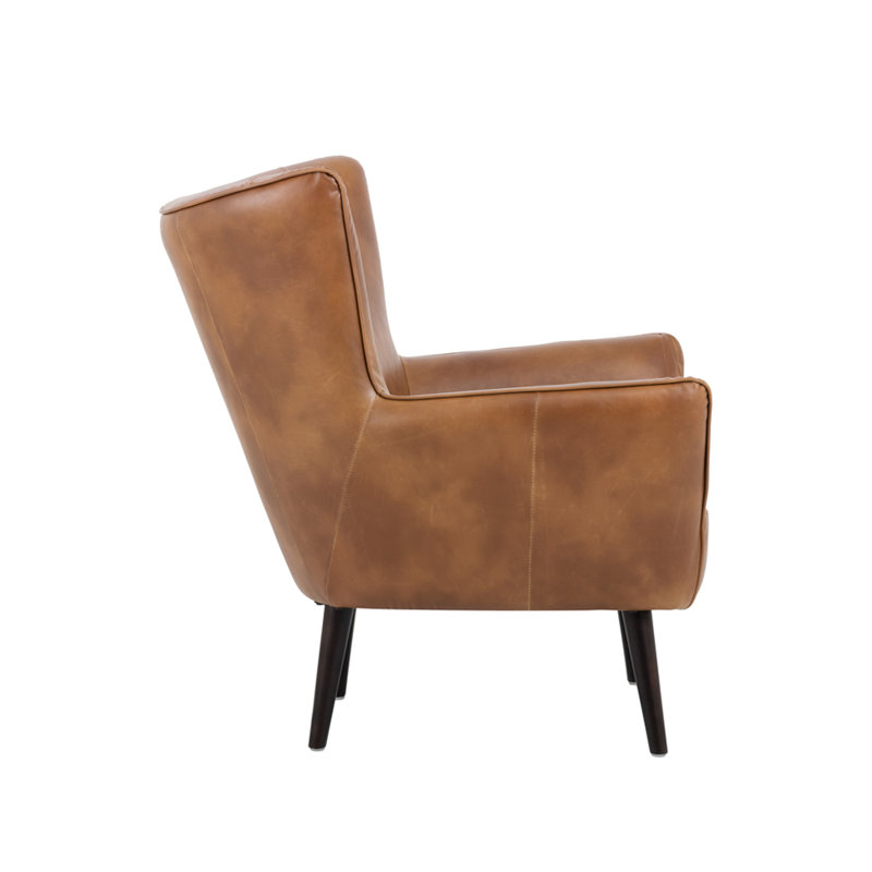 5West Wingback Chair, Tan Faux Leather