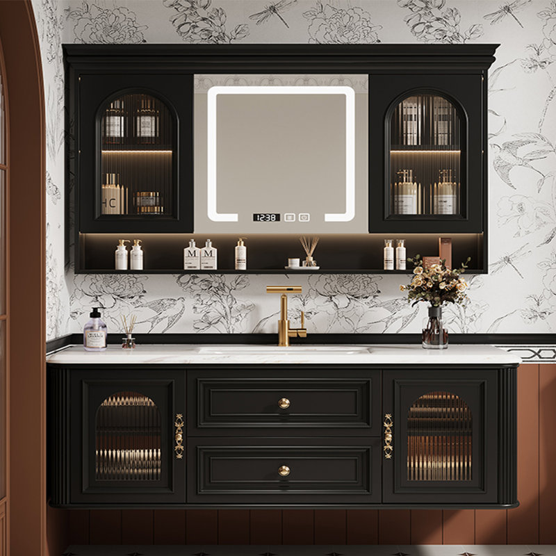 Bathroom cabinet retro American style, 59", Black
