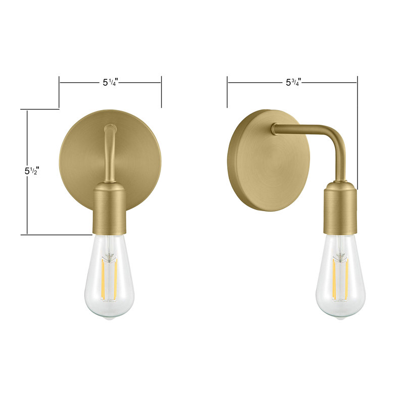 LED Plug-in Armed Sconce, Satin Brass, Hardwired