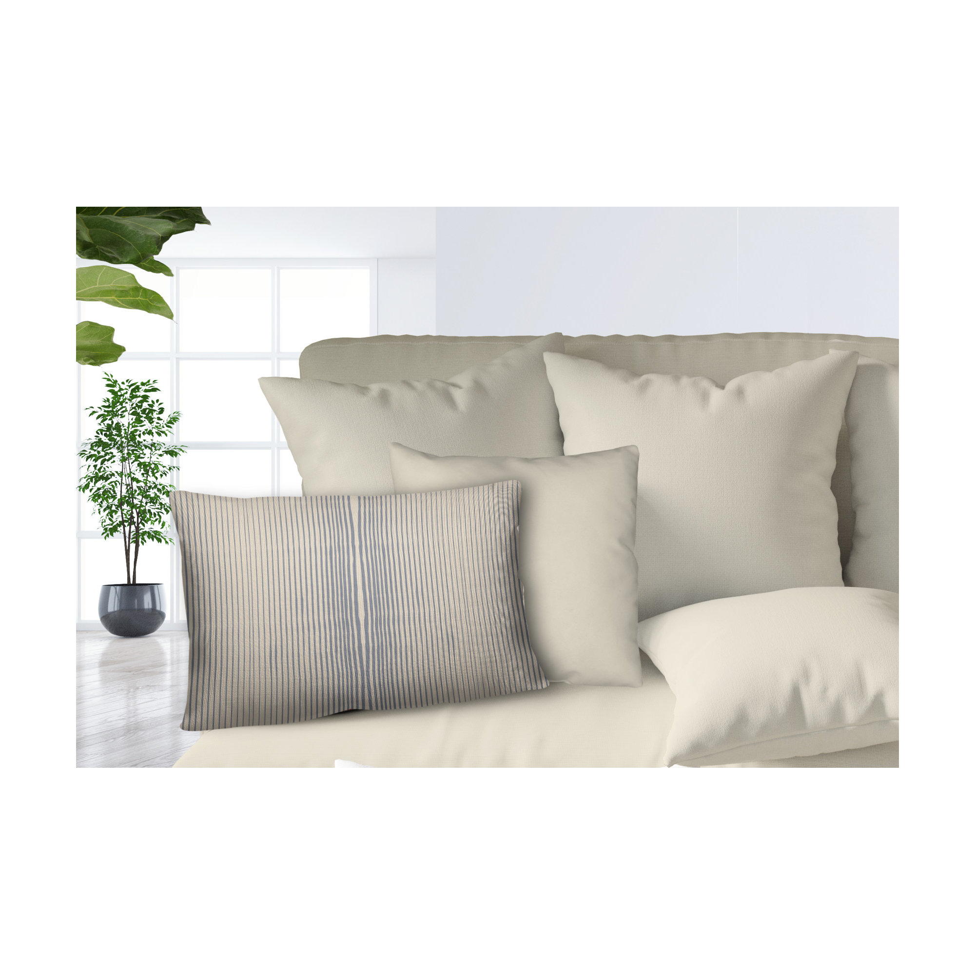 Ash Indoor/Outdoor Lumbar Throw Pillow, Beige