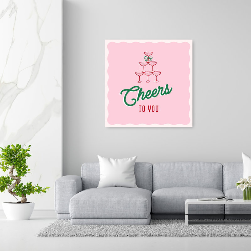 Tour de champagne Cheers - Affiche murale d'architecture rétro vintage et contemporaine, H 48 po x l 48 po