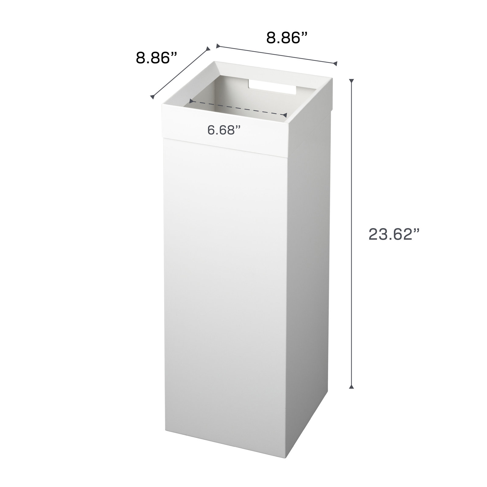Yamazaki Home Tower 7.25gal Trash Can, White