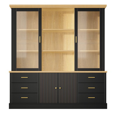 Kitchen cabinet  with 6 drawers and glass doors 140 x 40 x 185 cm
