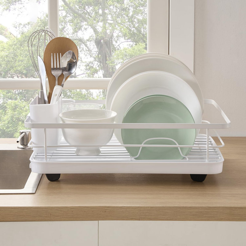 Égouttoir à vaisselle 3 pièces avec égouttoir, Blanc
