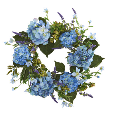 Faux Hydrangea Polyester 24'' Wreath