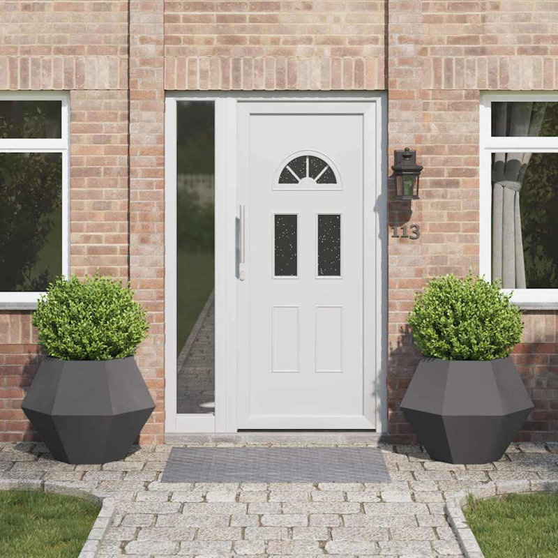 Planter 2 Pcs Steel, 60cm H x 75cm W x 75cm D, Black