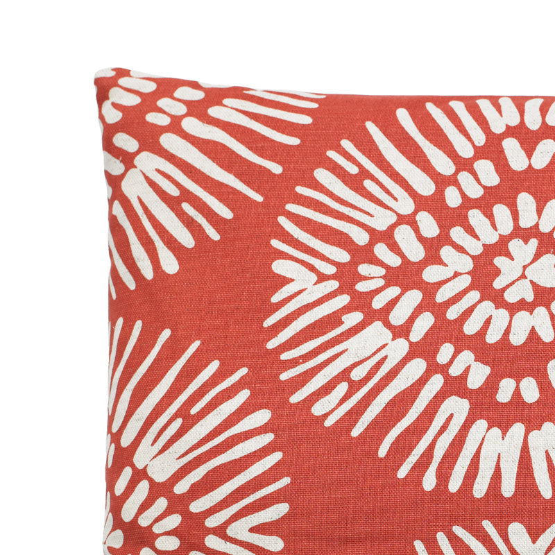Lanai Pillow Sham Cotton Blend Geometric Sham, King, Red-Orange