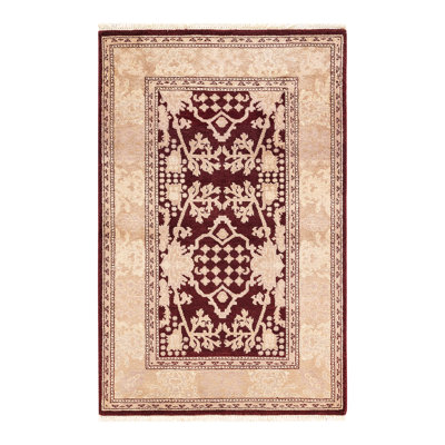 Tapis unique en laine noué à la main 3 pi 3 po x 5 pi 1 po nouvel âge Kimbrielle