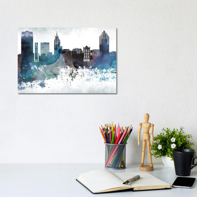 Raleigh Bluish Skyline - Wrapped Canvas Print