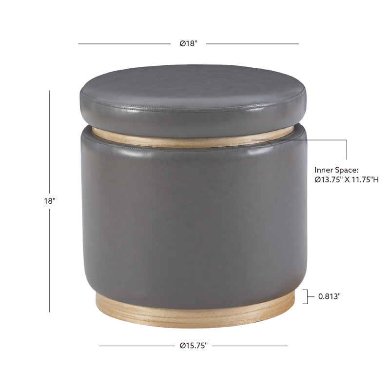 Addilynne Faux Leather Ottoman, Gray
