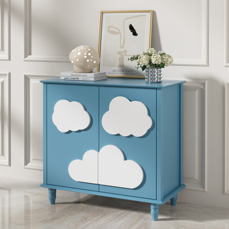 2 armoires décoratives en forme de nuage 2 portes l 31,5 po, Bleu