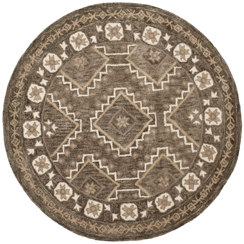 Rudra Hand Tufted Wool Southwestern Rug, Round 5'
