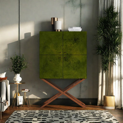 Modern Storage Cabinet with Walnut Wood Top