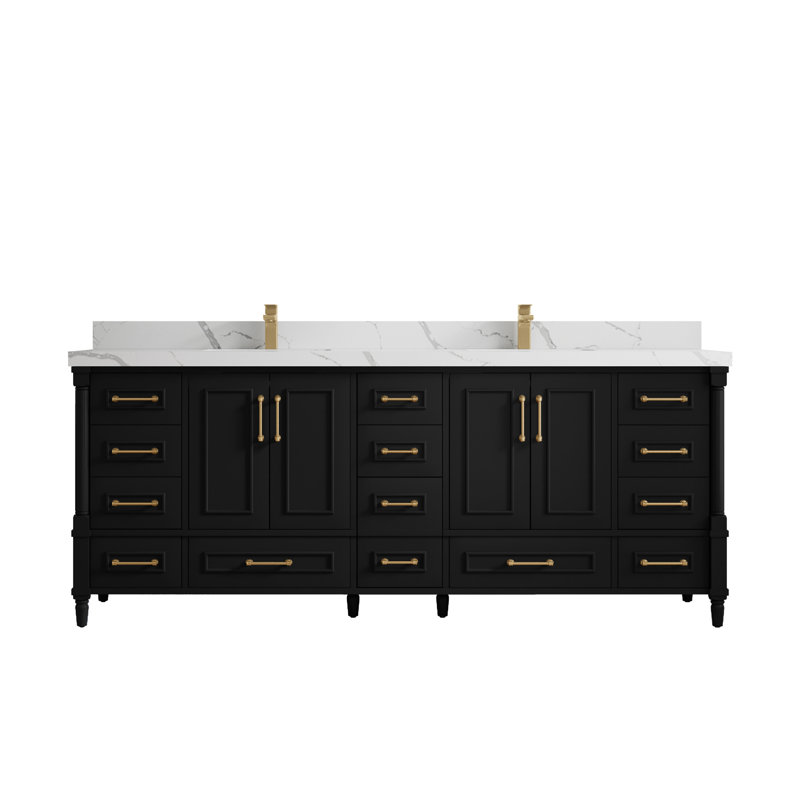 Aberdeen Bathroom Vanity, Calacatta Laza, Black