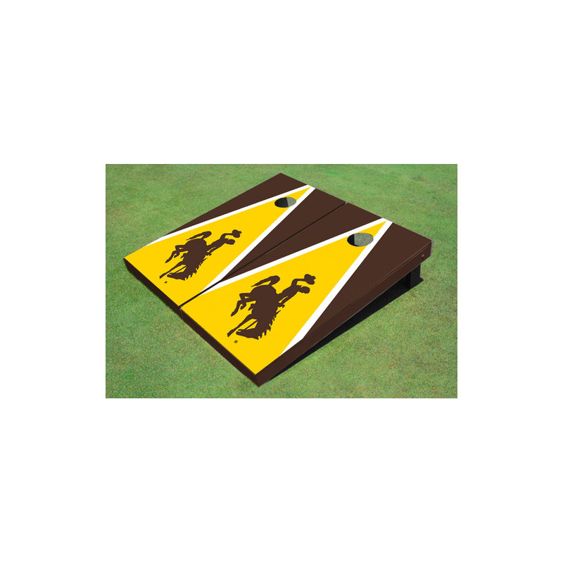Ensemble de 10 planches de cornhole NCAA assorties NCAA, Cowboys de l'Université du Wyoming, Doré / Brun