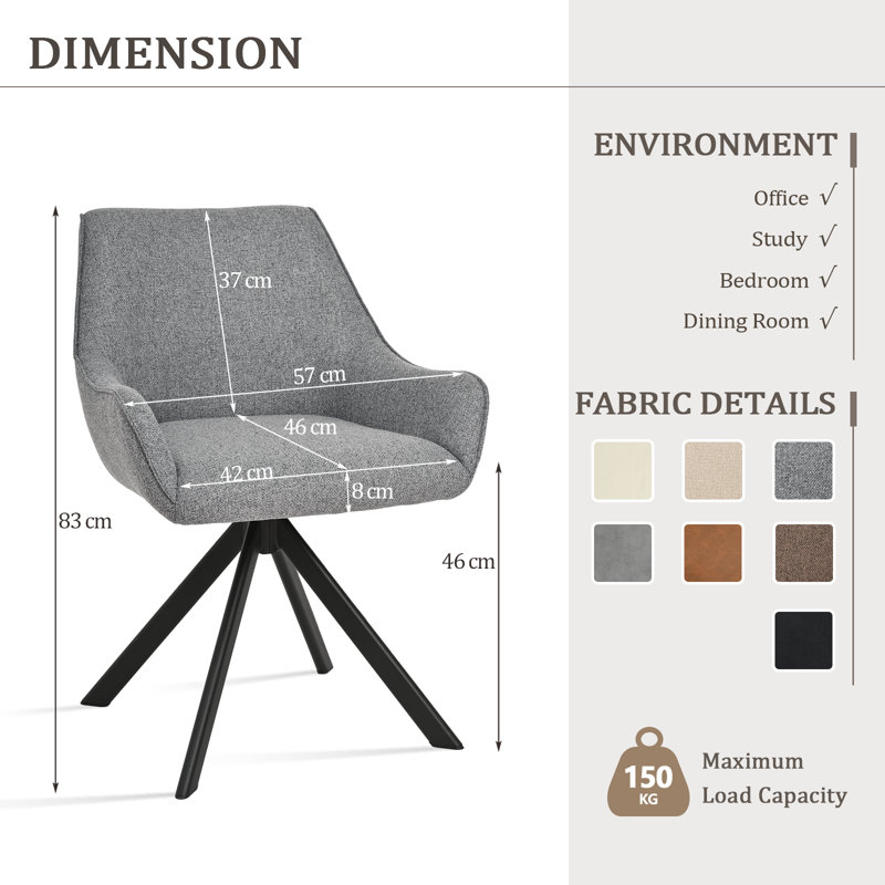 Gefjun 46cm H Upholstered Metal Armchair, Light Grey Linen