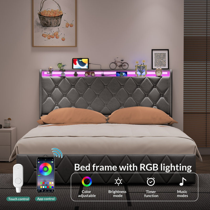 Lift Up Storage Bed Frame, European Double (140 x 200 cm), Grey