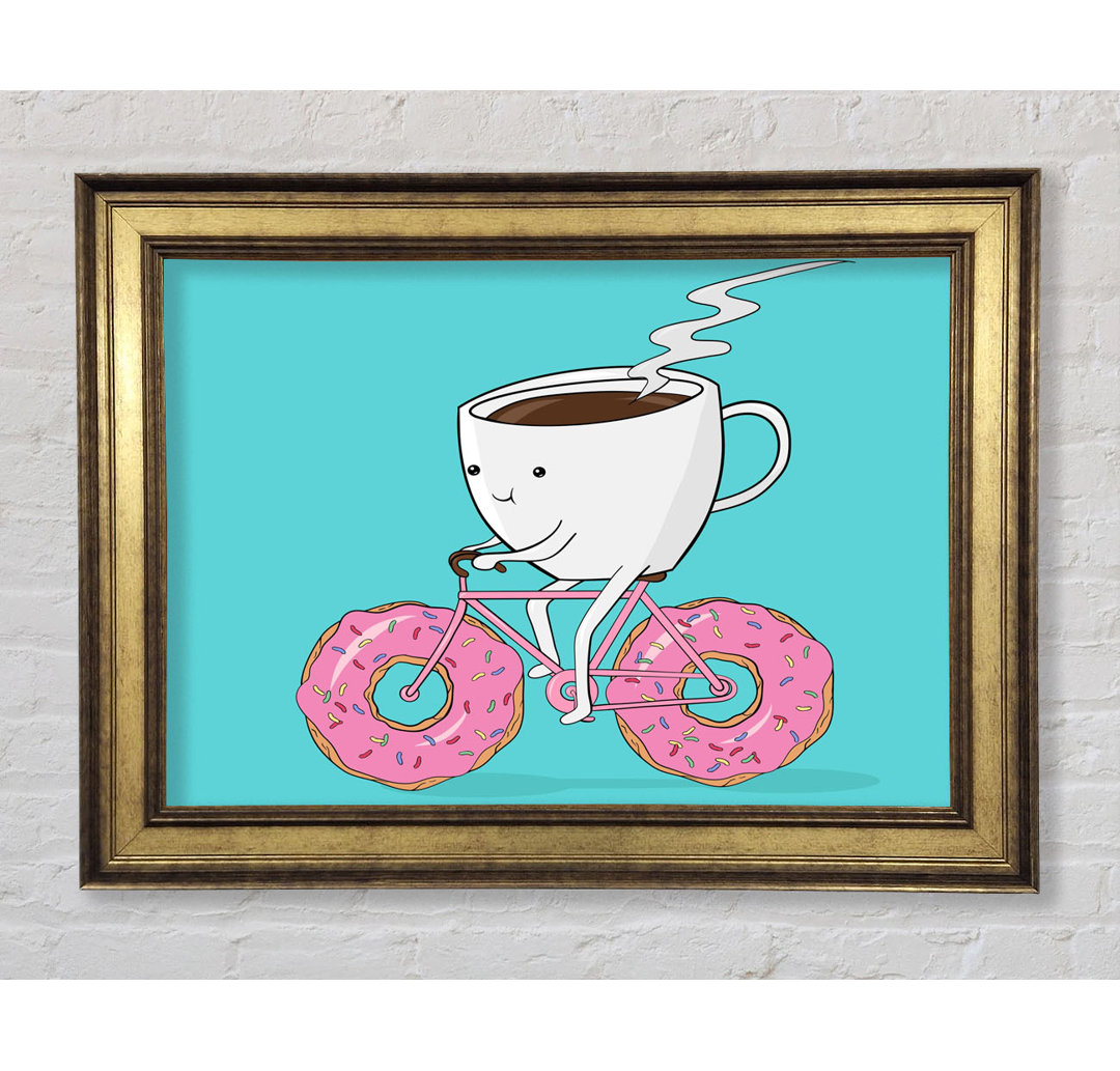 Kaffee auf einem Donut-Fahrrad - Druck