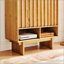 Buffet de style moderne du milieu du siècle avec étagères réglables et design à lattes grillagées pour un rangement polyvalent-1778386642