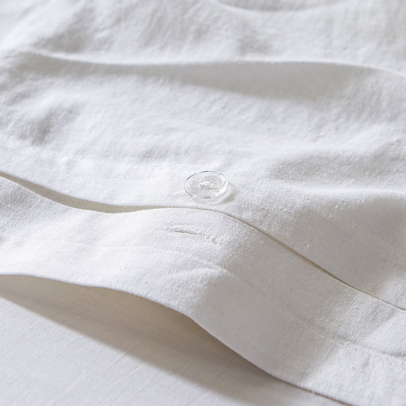 Linen Duvet Cover Set, Twin Duvet Cover + 1 Standard Pillowcase, White