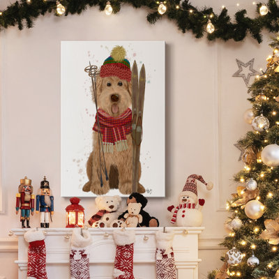 " Goldendoodle Ski Dog " Painting Print