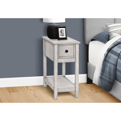 Table d'appoint en placage gris avec tablette de rangement et fonction de rangement