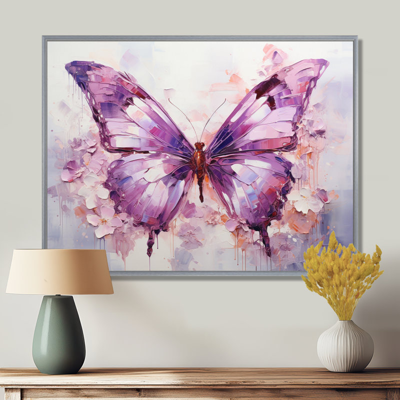 «Purple Animal Amethyst Butterfly Delicate - Butterfly», reproduction sur toile encadrée, H 24 po x l 32 po x P 1 po
