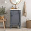 Meuble-lavabo de 45,7 cm (18 po) avec lavabo en céramique, meuble autoportant avec tablette réglable, structure en bois massif et MDF, style rétro, gris-1830627725