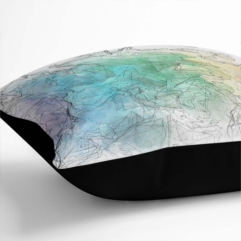 Abstract Square Throw Cushion, 40cm H x 40cm W x 15cm D, Black