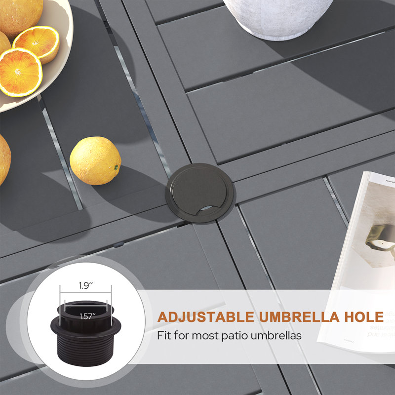 Ensemble repas d'extérieur rond pour 6 personnes 47 "avec chaises empilables Textilene, Gris / Gris