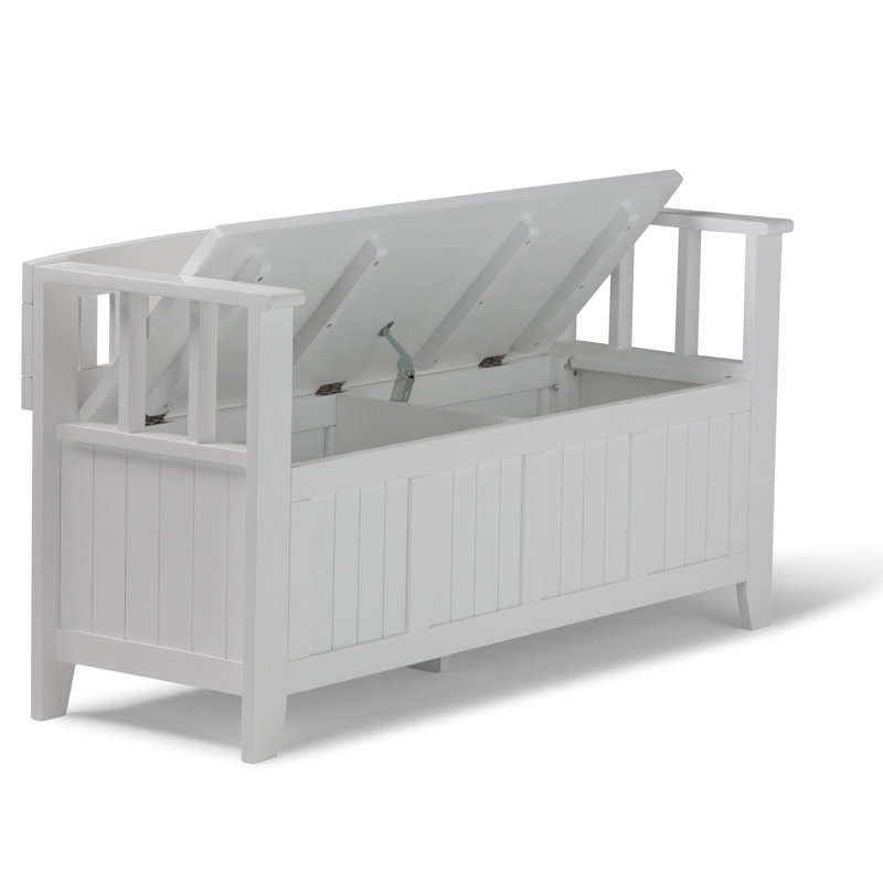 Acadian 48"W Solid Wood Transitional Storage Bench with Lift-Up Lid and Spacious Storage, 22.5" H x 48" W x 17" D, White