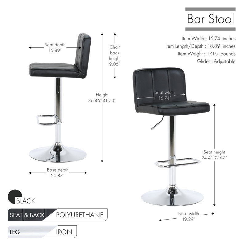Alejah Adjustable Height Bar Stool