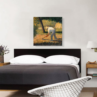 «Peasant with Hoe 1882» par Georges Seurat, reproduction d'art sur toile tendue