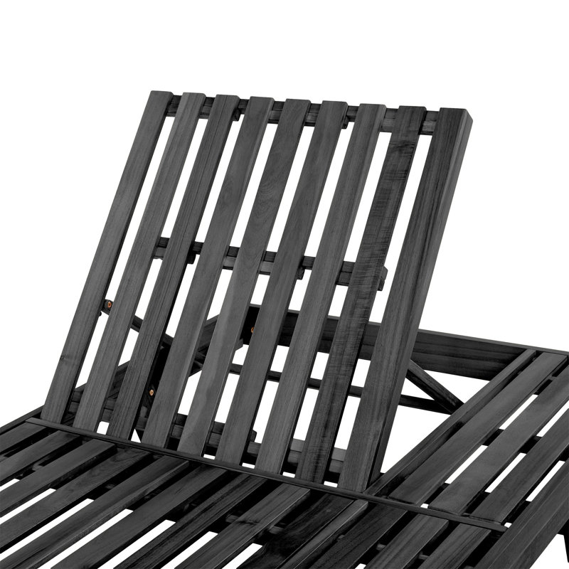 Méridienne pliable en bois d'acacia 2/3 avec dossier réglable et surface de rangement plate, Noir