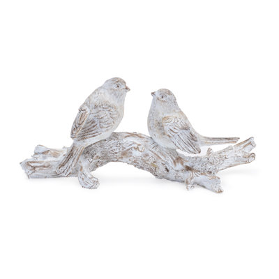 Figurine L 9,5 po oiseaux blancs délavés