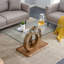 Table basse rectangulaire moderne à la mode avec plateau en verre trempé et pieds de table en grain de bois - 47,2 po x 25,4 po x 17,9 po