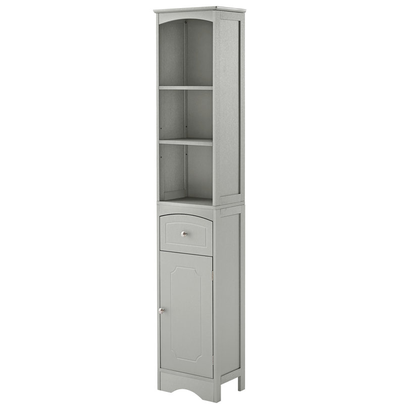 Armoire de salle de bain moderne grise autoportante avec tiroir et tablette réglable