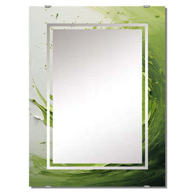 Green White Whispering Abstract Spiral Wall Mirror, Abstract Spirals Modern - Green And White Whsipering Abstract Spiral V