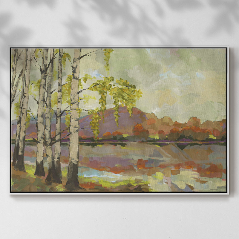 Bouleau - impression sur toile tendue, H 25 po x l 17 po x P 2 po, Cadre blanc