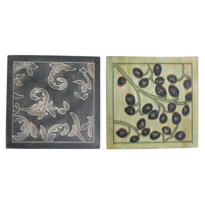 Ensemble de décoration murales en placage de bois floral 2 pièces
