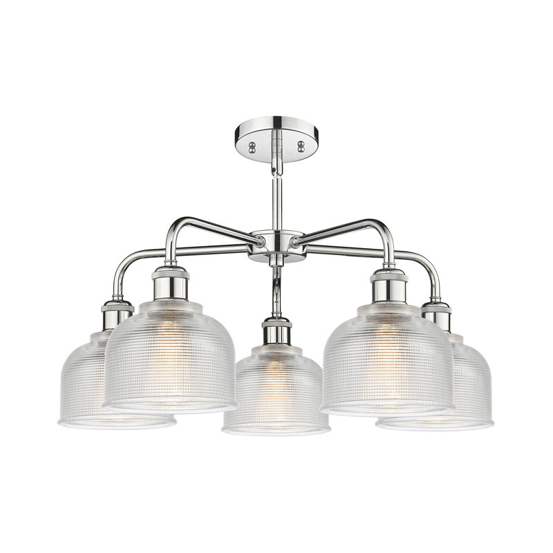 Lustre 5 lumières Narding, Transparent, Chrome poli