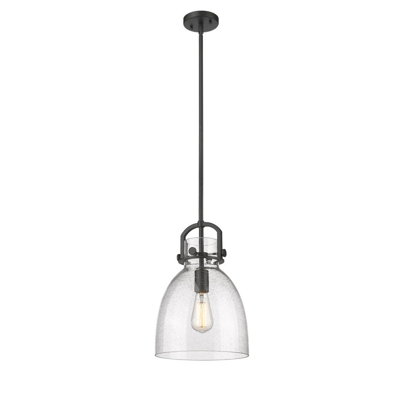 Luminaire suspendu 1 lumière Badillo, Grainé, Nickel poli, H 14,75 po x l 10 po x P 10 po
