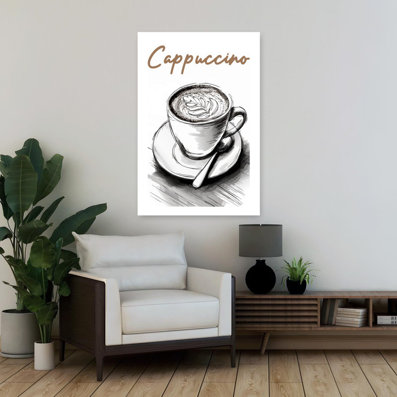 Cappuccino Latte Art, art mural contemporain, H 36 po x l 24 po