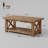 47.24" Rectangular Solid Wood Coffee Table with 2-Tier Shelf for Living Room
