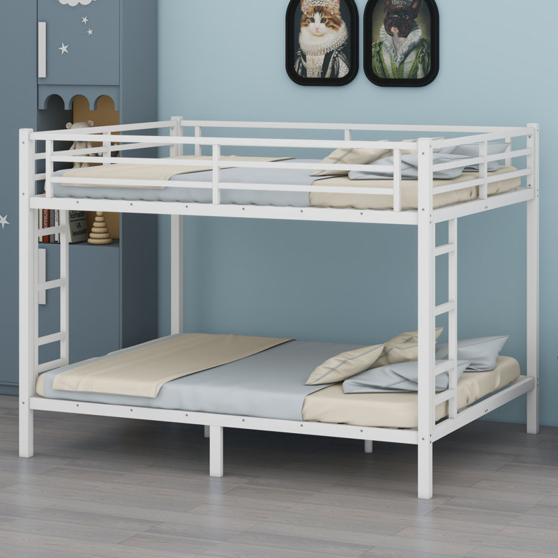 Metal Bunk Bed For Teens And Adults,Space-Saving, White