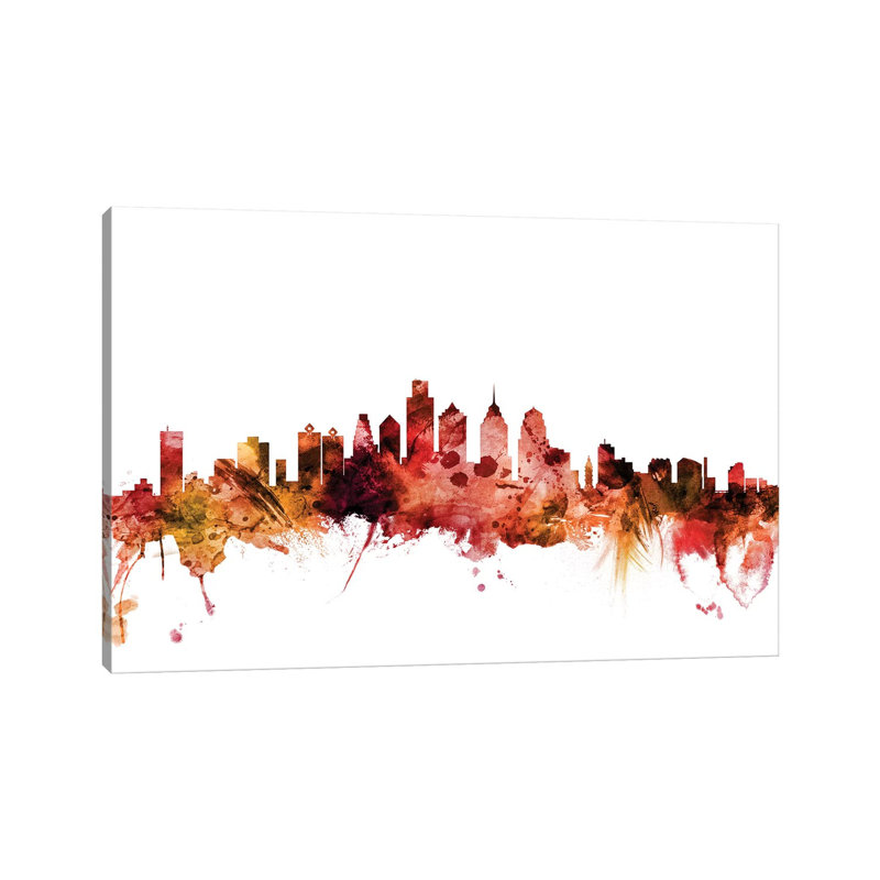 Philadelphia, Pennsylvania Skyline by Michael Tompsett - 1 Piece Wrapped Canvas Wall Art, 30.48 cm H x 45.72 cm W