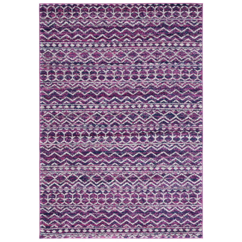 Christa Geometric Fuchsia/Navy Area Rug, Rectangle 3' x 5'