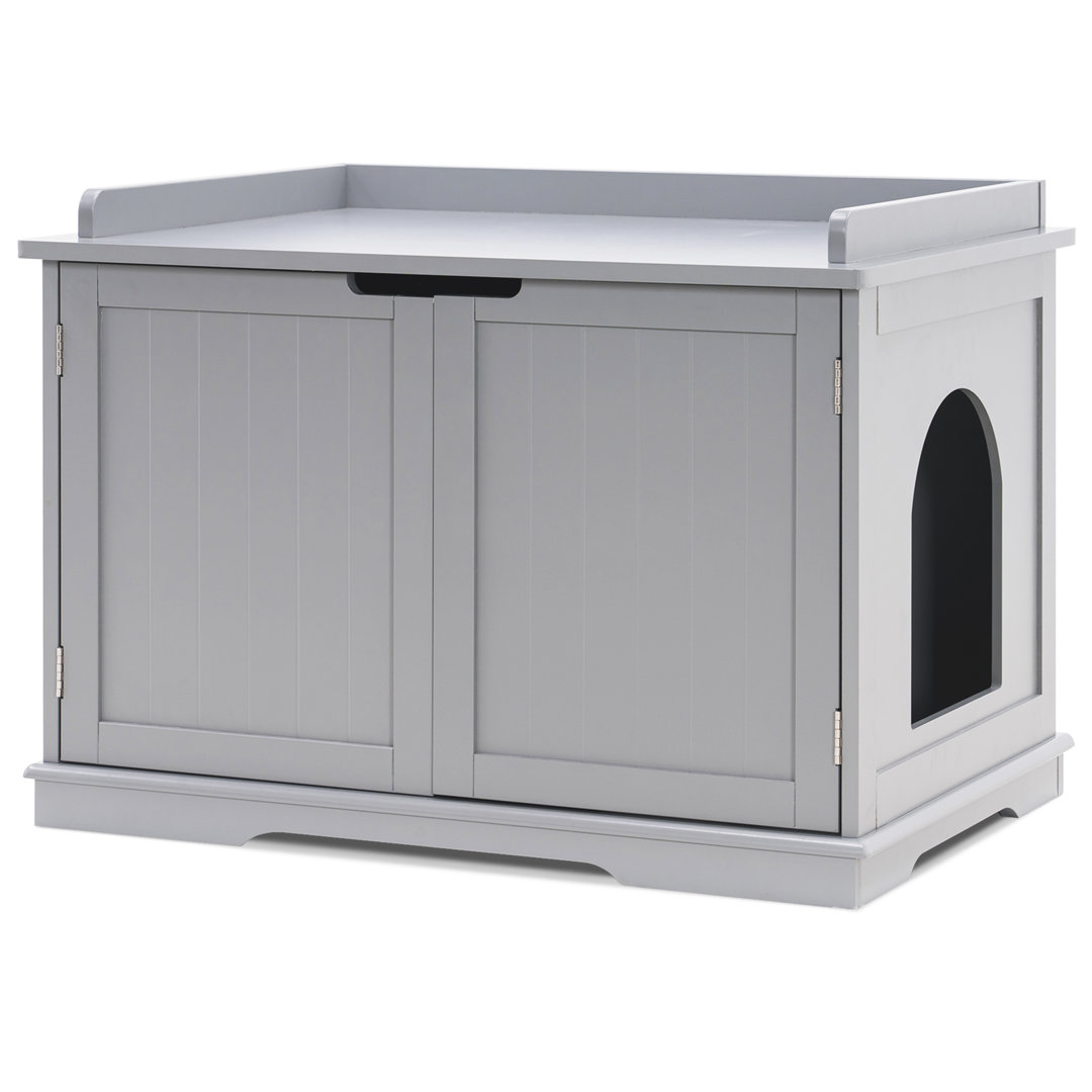 Wooden Cat Washroom Bench, Wood Cat Litter Box Enclosure, Kitty House Cabinet Tucker Murphy Pet™